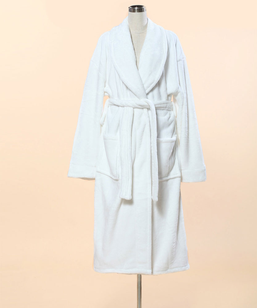 Extra Thick Micro Fiber Bathrobe Soft Fleece Bathrobe W. Shawl Collar